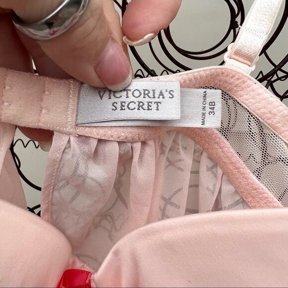 Victoria’s Secret pink sheer bra tulle open back teddy nightie neglige - Picture 4 of 5